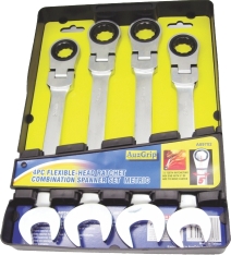 AUZGRIP - 4 PC FLEXIBLE RATCHET SPANNER SET CRV. MATRIC